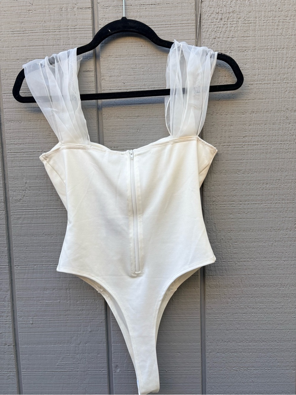 NWT Fashion Nova White Corset Bodysuit Sheer Tulle Straps - Picture 6 of 9
